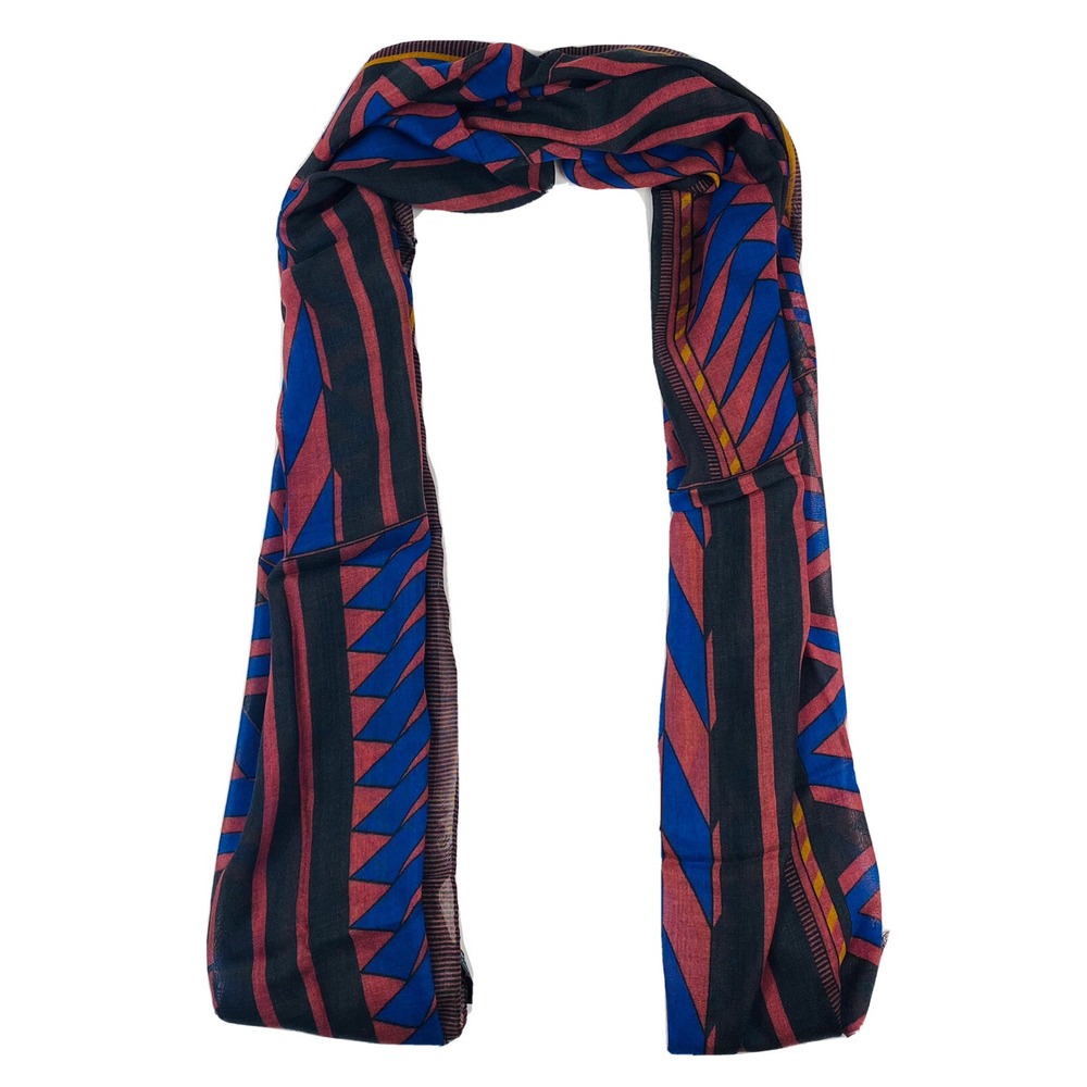 M Ferretti Mens Multicolor Lightweight Wool Yak Scarf Geometric Italy 65x26 NWOT
